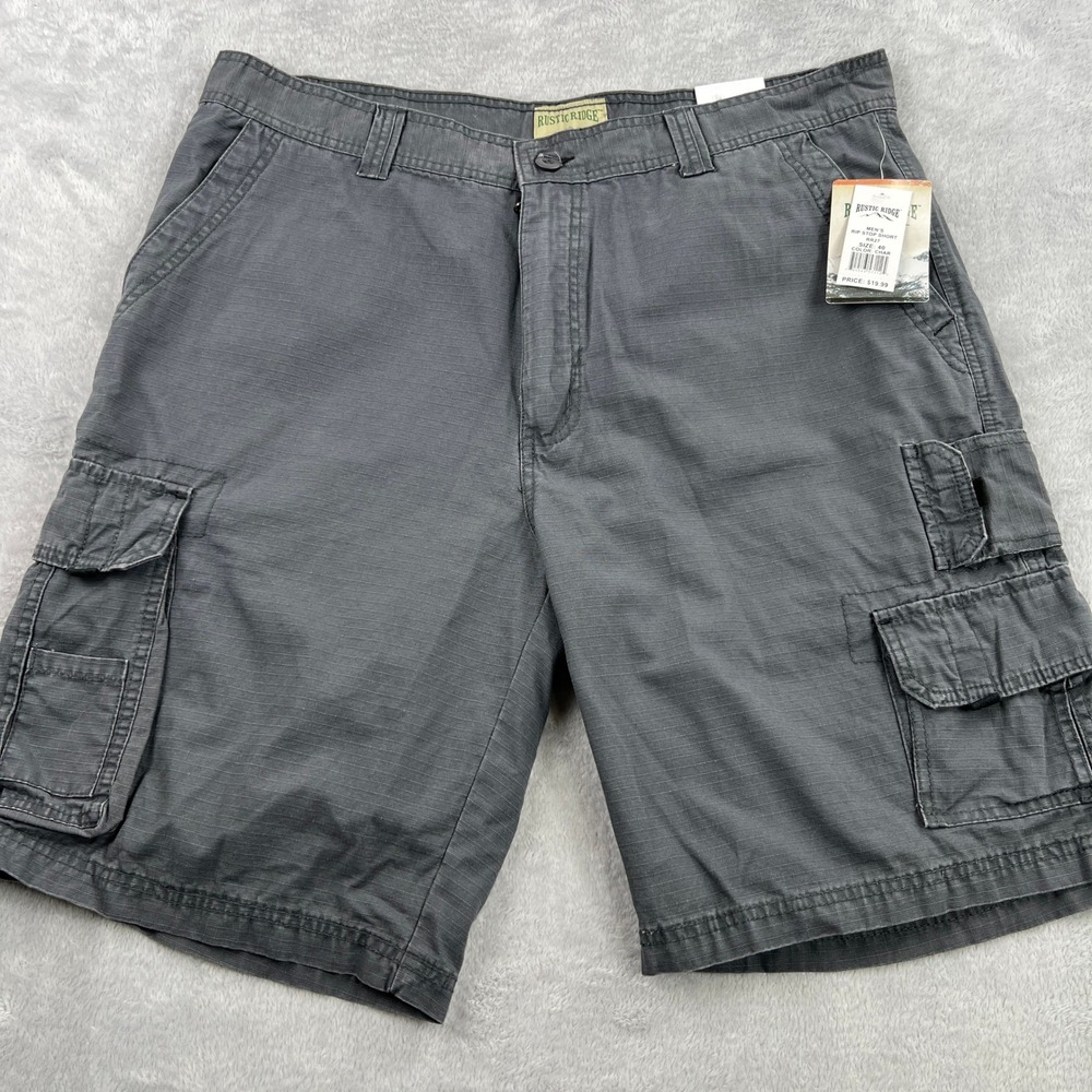 Rustic Ridge Ripstop Cargo Shorts 40 Charcoal Gray Men Outdoor Hiking Workwear